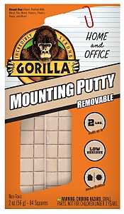 Gorilla 102745 Mounting Putty, Gray, 2 oz, Pack of 8
