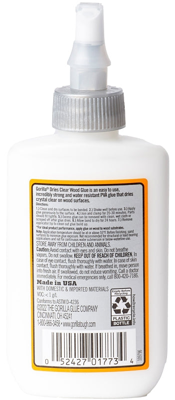 Gorilla 109788 Glue, Light Tan/Milky, 4 oz Bottle