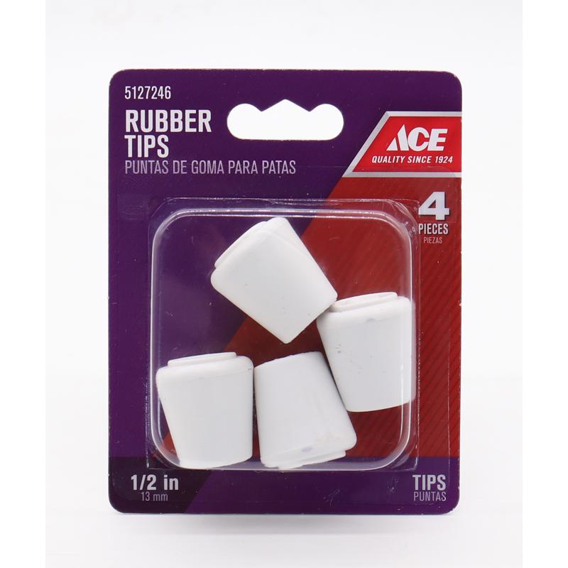 Ace Rubber Leg Tip Off-White Round 1/2 in. W 4 pk