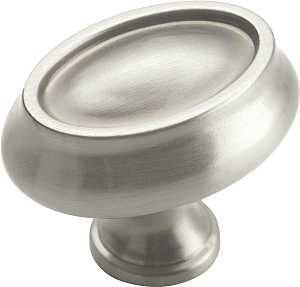 Amerock BP26127G10 Cabinet Knob, 1-3/16 in Projection, Traditional, Zinc, Satin Nickel