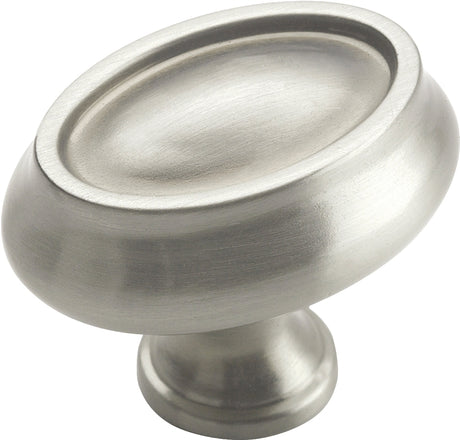 Amerock BP26127G10 Cabinet Knob, 1-3/16 in Projection, Traditional, Zinc, Satin Nickel