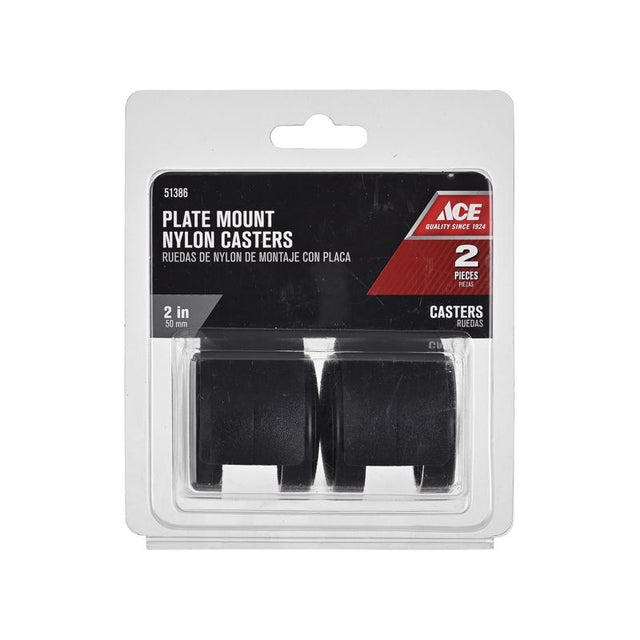 Ace 2 in. D Swivel Plastic Twin Caster 75 lb 2 pk