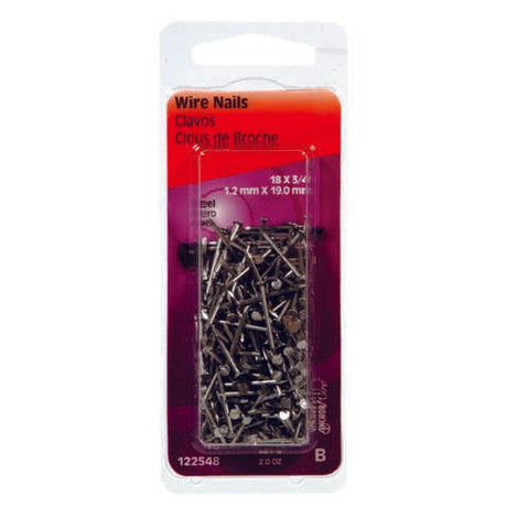 HILLMAN 18 Ga. X 3/4 in. L Bright Steel Wire Nails 1 pk 2 oz, Pack of 6