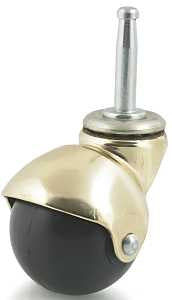 Dh Casters C-H15S1BR Ball Caster, 1-1/2 in Dia Wheel, Rubber Wheel, 90 lb, Metal Housing Material