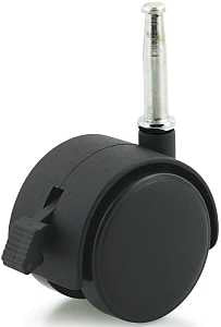 Dh Casters C-T20S1BKB Swivel Caster with Brake, 2 in Dia Wheel, Plastic Wheel, Black, 85 lb