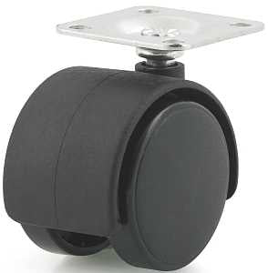 Dh Casters C-T15P1BK Swivel Caster, 1-1/2 in Dia Wheel, Plastic Wheel, Black, 70 lb