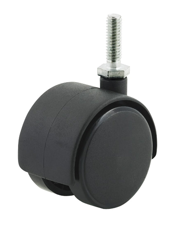 Dh Casters C-T20T1BKB Swivel Caster with Brake, 2 in Dia Wheel, Plastic Wheel, Black, 85 lb