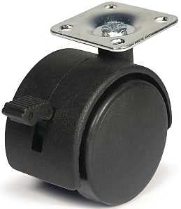 Dh Casters C-T20P1BKB Swivel Caster, 2 in Dia Wheel, Plastic Wheel, Black, 85 lb