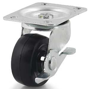 Dh Casters C-GD25HRSB Swivel Caster, 2-1/2 in Dia Wheel, 1-1/8 in W Wheel, Rubber Wheel, 200 lb