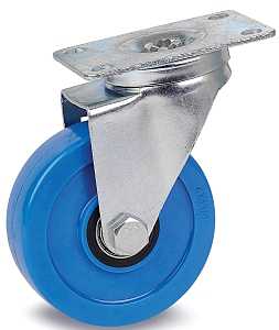 Dh Casters C-LM4P1PUS Swivel Caster, 4 in Dia Wheel, 1-1/4 in W Wheel, Solid Polyurethane Wheel, Blue, 275 lb