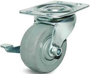 Dh Casters C-GD20MRSB Swivel Caster, 2 in Dia Wheel, 15/16 in W Wheel, Rubber Wheel, Gray, 125 lb