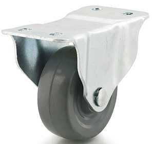 Dh Casters C-GD30MRR Rigid Caster, 3 in Dia Wheel, 1-1/4 in W Wheel, Rubber Wheel, Gray, 225 lb