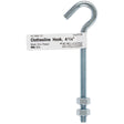 Hampton Small Zinc-Plated Silver Steel 4 in. L Clothesline Bolt Hook 80 lb 1 pk, Pack of 10