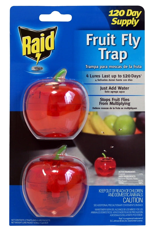 Raid 2PK-FFTA-RAID Fruit Fly Trap, Solid, Sweetish, 2/PK