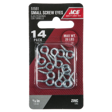 Ace 3/32 in. D X 5/8 in. L Zinc-Plated Steel Screw Eye 20 lb. cap. 14 pk, Pack of 5