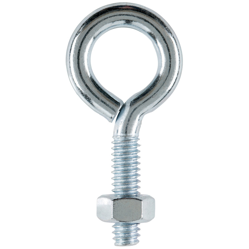 Hampton 1/4 in. X 2 in. L Zinc-Plated Steel Eyebolt Nut Included, Pack of 10
