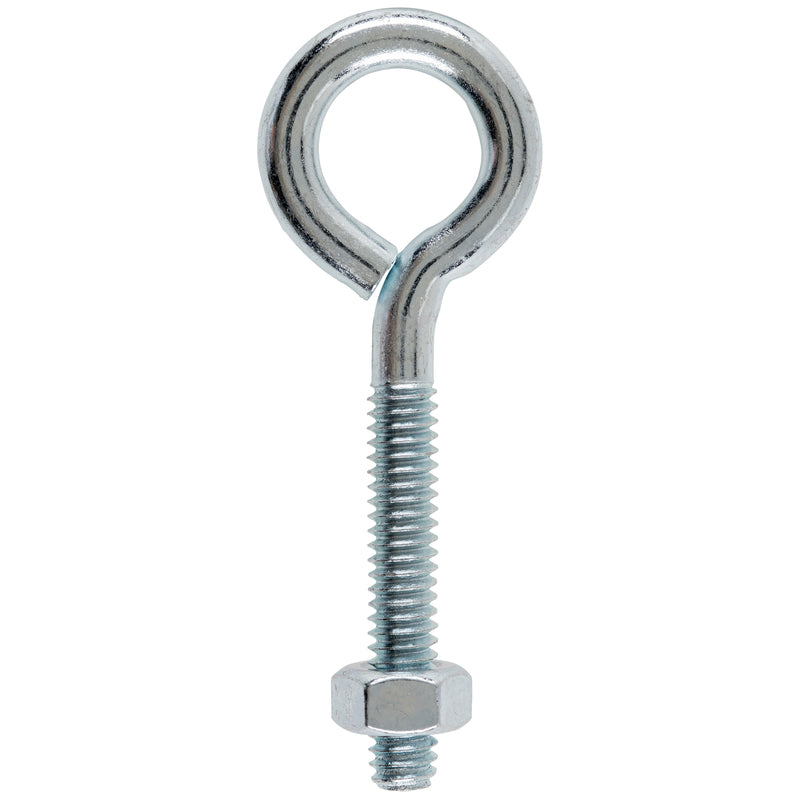 Hampton 1/4 in. X 2-5/8 in. L Zinc-Plated Steel Eyebolt Nut Included, Pack of 10