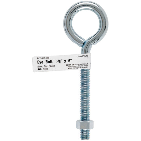 Hampton 3/8 in. X 5 in. L Zinc-Plated Steel Eyebolt Nut Included, Pack of 10