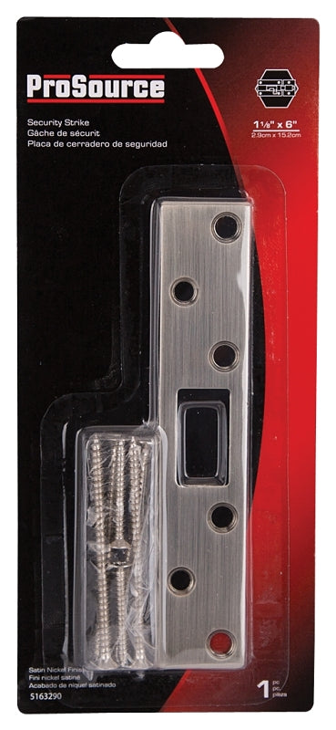 ProSource HSH-004BN-PS Security Door Latch Strike, Steel, Satin Nickel, 6 in H, 1-1/8 in W