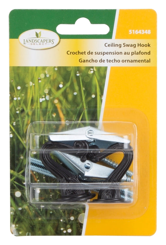 Landscapers Select GB0433L Ceiling Hook, 1.5 in L, 1 Dia in H, Steel, Black Coated Finish, Wall Mount Mounting