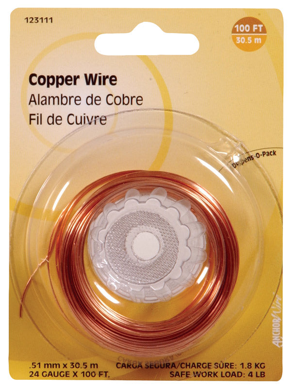 HILLMAN 100 ft. L Copper 24 Ga. Wire, Pack of 10