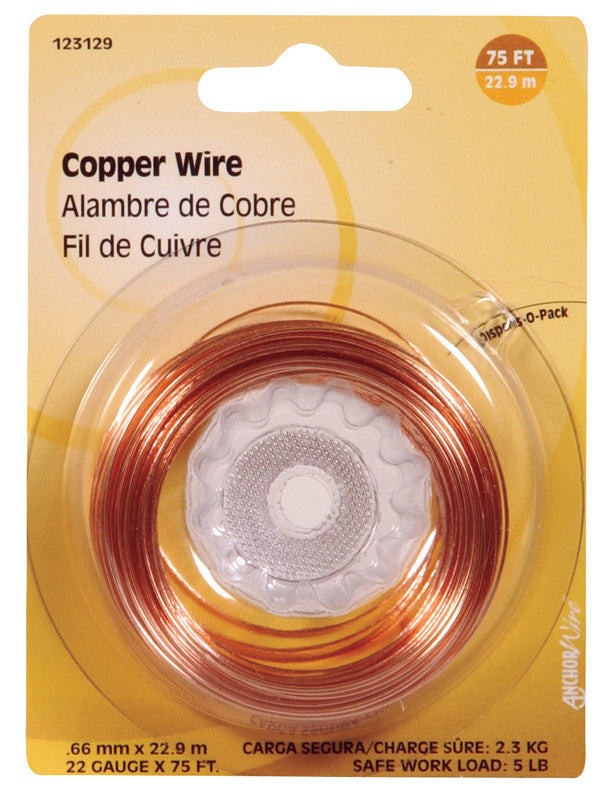 HILLMAN 75 ft. L Copper 22 Ga. Wire, Pack of 10