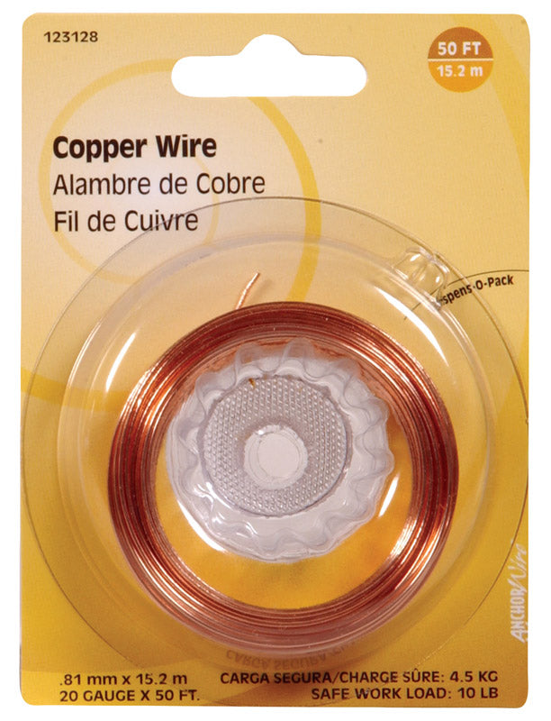 HILLMAN 50 ft. L Copper 20 Ga. Wire, Pack of 10