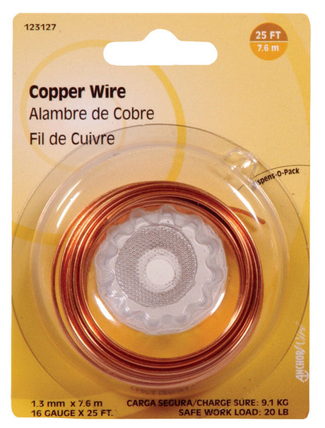 HILLMAN 25 ft. L Copper 16 Ga. Wire, Pack of 10