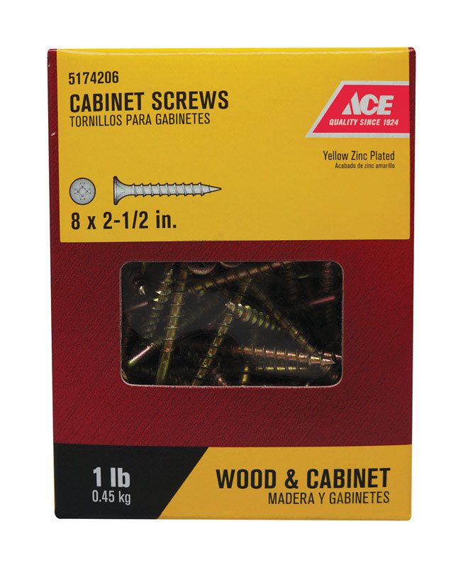 Ace No. 8 X 2-1/2 in. L Phillips Coarse Cabinet Screws 110 pk