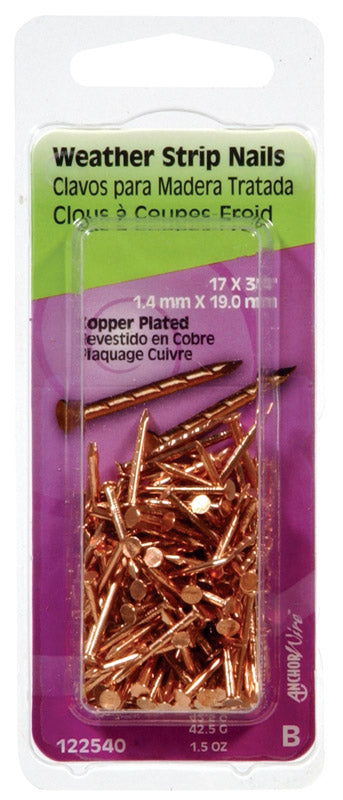HILLMAN 3/4 in. Weatherstrip Copper Copper Nail Flat Head, Pack of 6