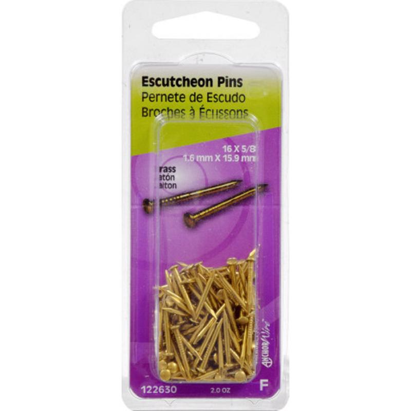 HILLMAN 16 Ga. X 5/8 in. L Brass Escutcheon Pins 1 pk 2 oz, Pack of 6