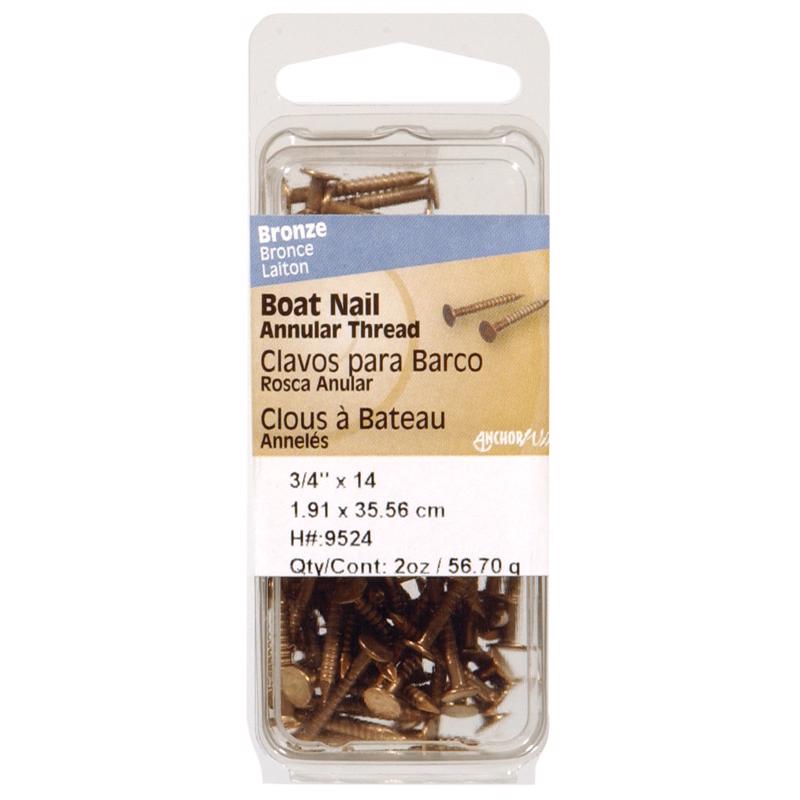 HILLMAN 1 in. Boat Bronze Steel Nail Flat Head 2 oz, Pack of 6