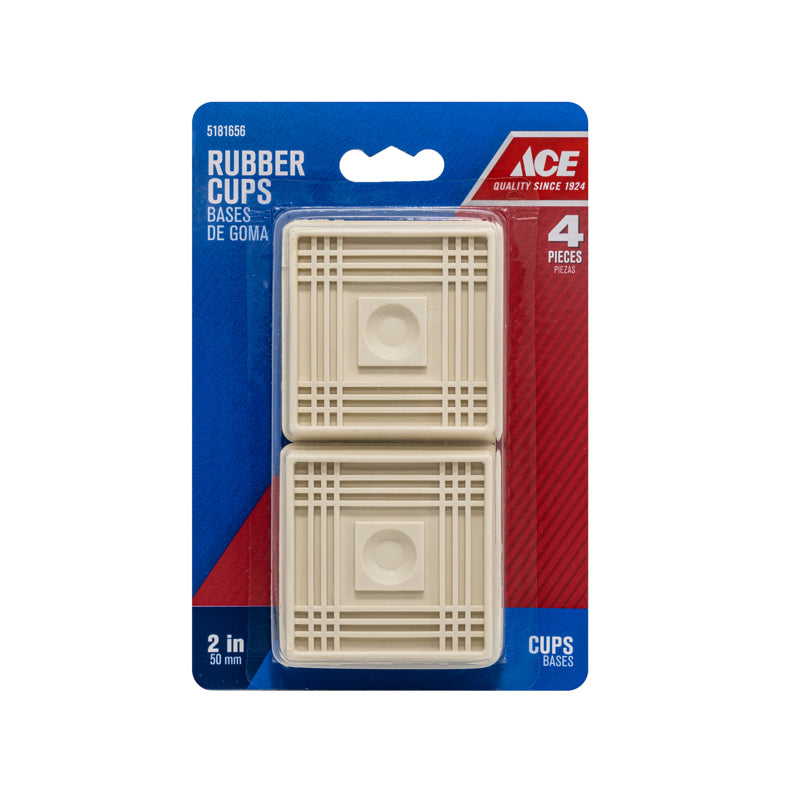 Ace Rubber Caster Cup White Square 2 in. W X 2 in. L 1 pk