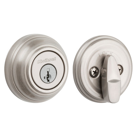 Kwikset 99800-123 Deadbolt, 1 Grade, K4 Key, Metal, Satin Nickel, 2-3/8 to 2-3/4 in Backset, KW1 Keyway