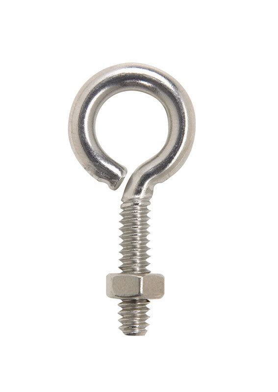 Hampton 3/16 in. X 1-1/2 in. L Stainless Stainless Steel Eyebolt Nut Included, Pack of 10