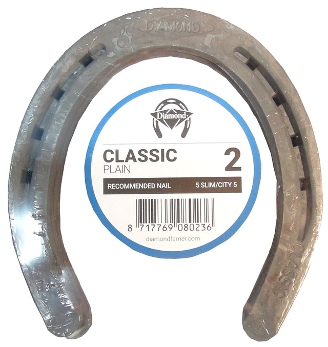 Diamond Farrier DC2PR Classic Plain Horseshoe, 1/4 in Thick, 2, Steel