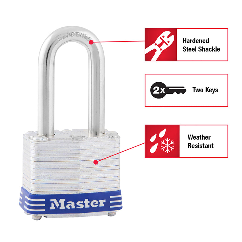 Master Lock 3-3/16 in. H X 1-9/16 in. W Laminated Steel Double Locking Exterior Padlock