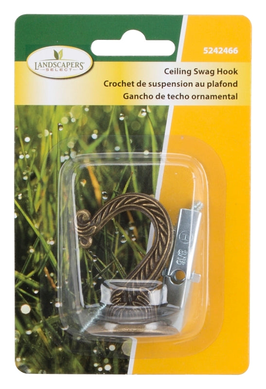 Landscapers Select GB0073L Ceiling Hook, 2.5 in L, Zinc Alloy, Antique Brass, Wall Mount Mounting