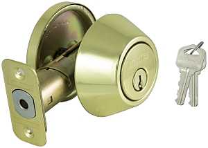 ProSource Signature Series D271-RU5V Deadbolt, 3 Grade, Polished Brass, 2-3/8, 2-3/4 in Backset, KW1 Keyway, Pack of 3