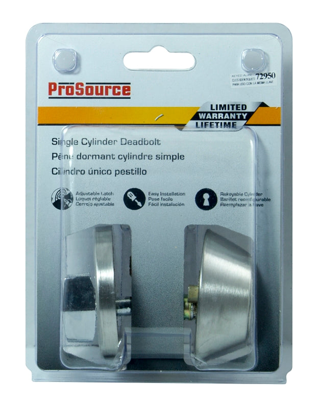 ProSource Signature Series D261-RU5V Deadbolt, 3 Grade, Stainless Steel, 2-3/8, 2-3/4 in Backset, KW1 Keyway, Pack of 3