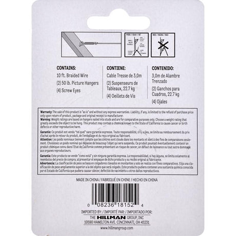 HILLMAN Steel-Plated Conventional Picture Hanging Set 50 lb 2 pk, Pack of 10