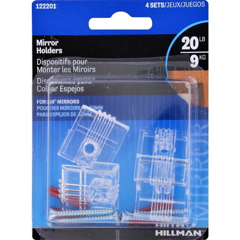 HILLMAN Plastic Coated Heavy Duty Mirror Holder Kit 20 lb 4 pk, Pack of 10