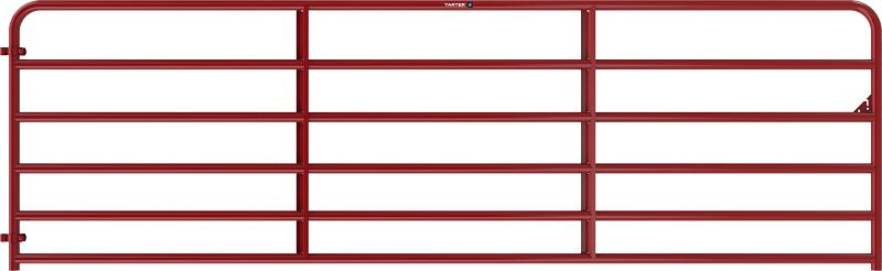 Tarter 2RG14 Bull Gate, 14 ft W Gate, 52 in H Gate, Steel Frame, Red