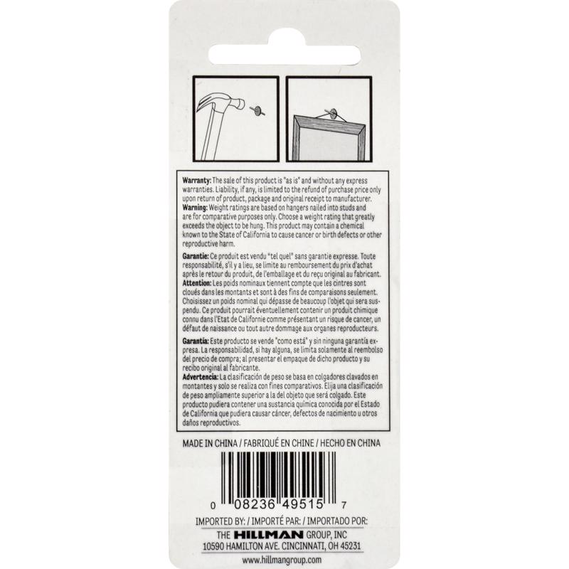 HILLMAN Brass-Plated One Piece Quick Hanger 10 lb 5 pk, Pack of 10