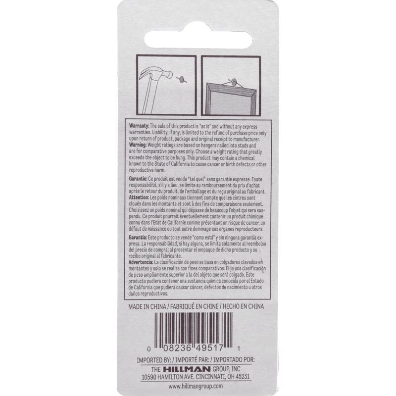 HILLMAN Brass-Plated One Piece Quick Hanger 20 lb 5 pk, Pack of 10