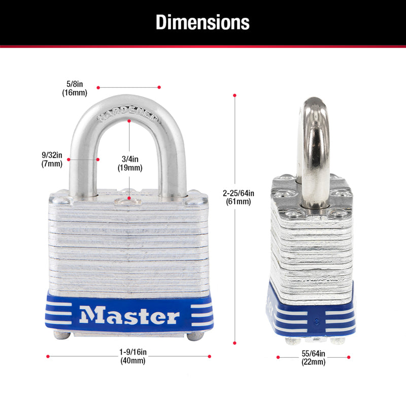 Master Lock 1-5/16 in. H X 1-9/16 in. W Laminated Steel Double Locking Exterior Padlock
