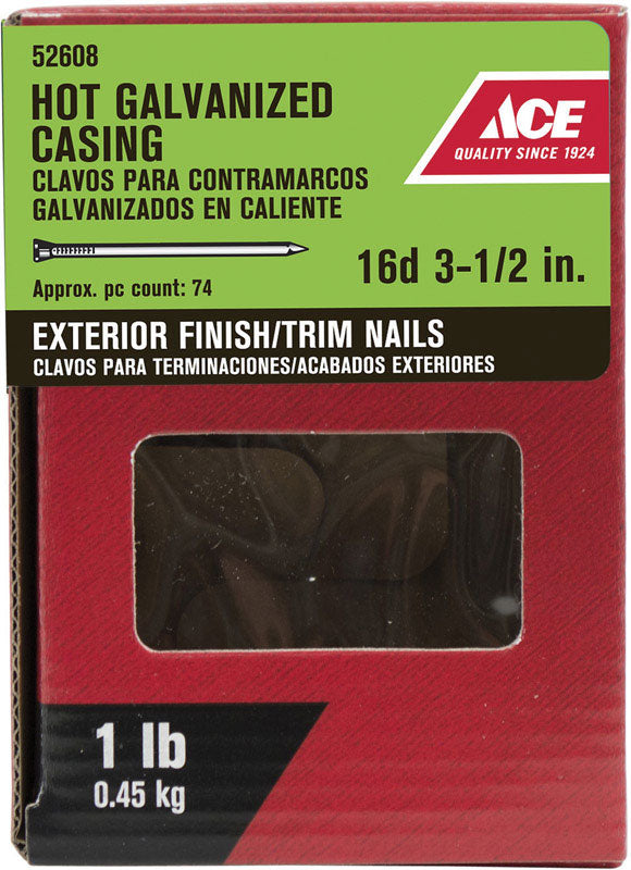 Ace 16D 3-1/2 in. Casing Hot-Dipped Galvanized Steel Nail Brad Head 1 lb