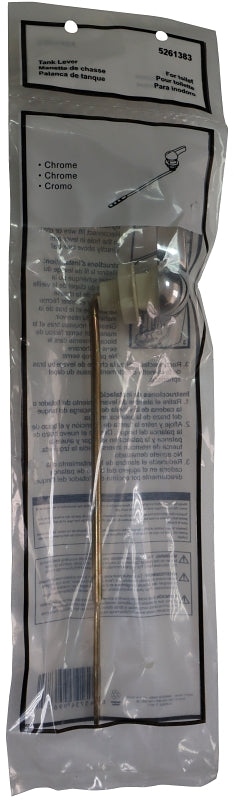 ProSource 24458-3L Toilet Flush Lever, Front, 8 in L Flush Arm, Steel/Zinc, Chrome/Yellow Zinc