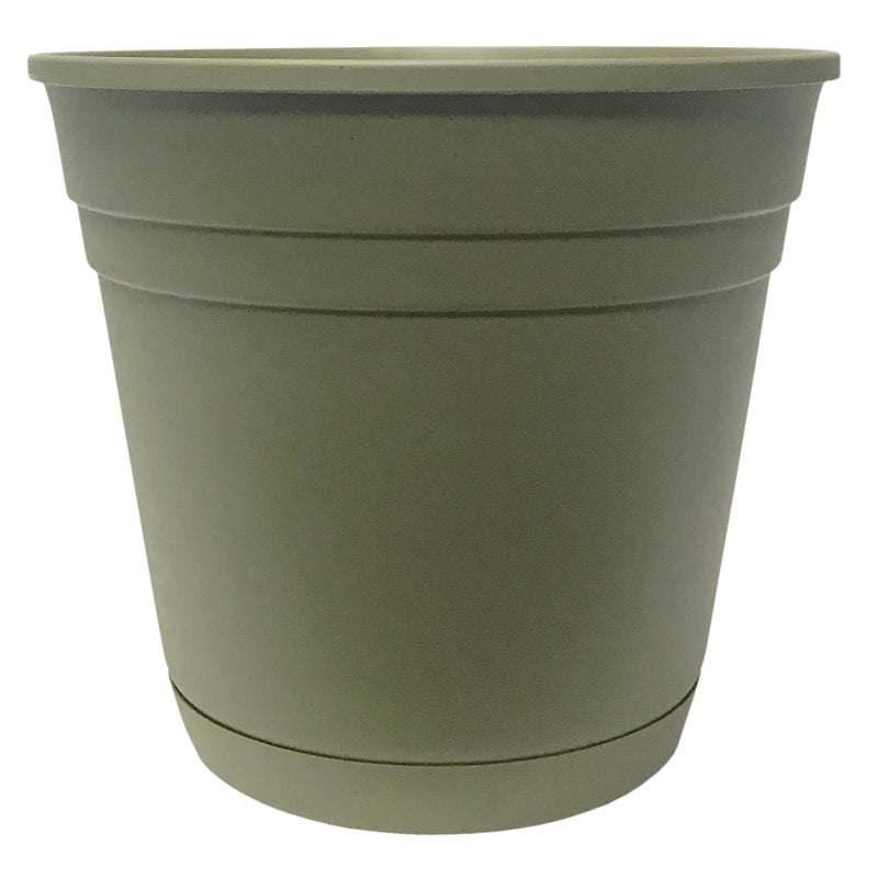 Southern Patio RN0612OG Planter with Saucer, 6 in Dia, Round, Poly Resin, Olive Green, Matte, Pack of 12