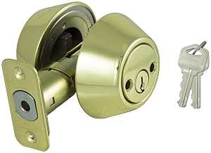 ProSource D272-RU5V Deadbolt, 3 Grade, Polished Brass, 2-3/8 to 2-3/4 in Backset, KW1 Keyway, Pack of 3